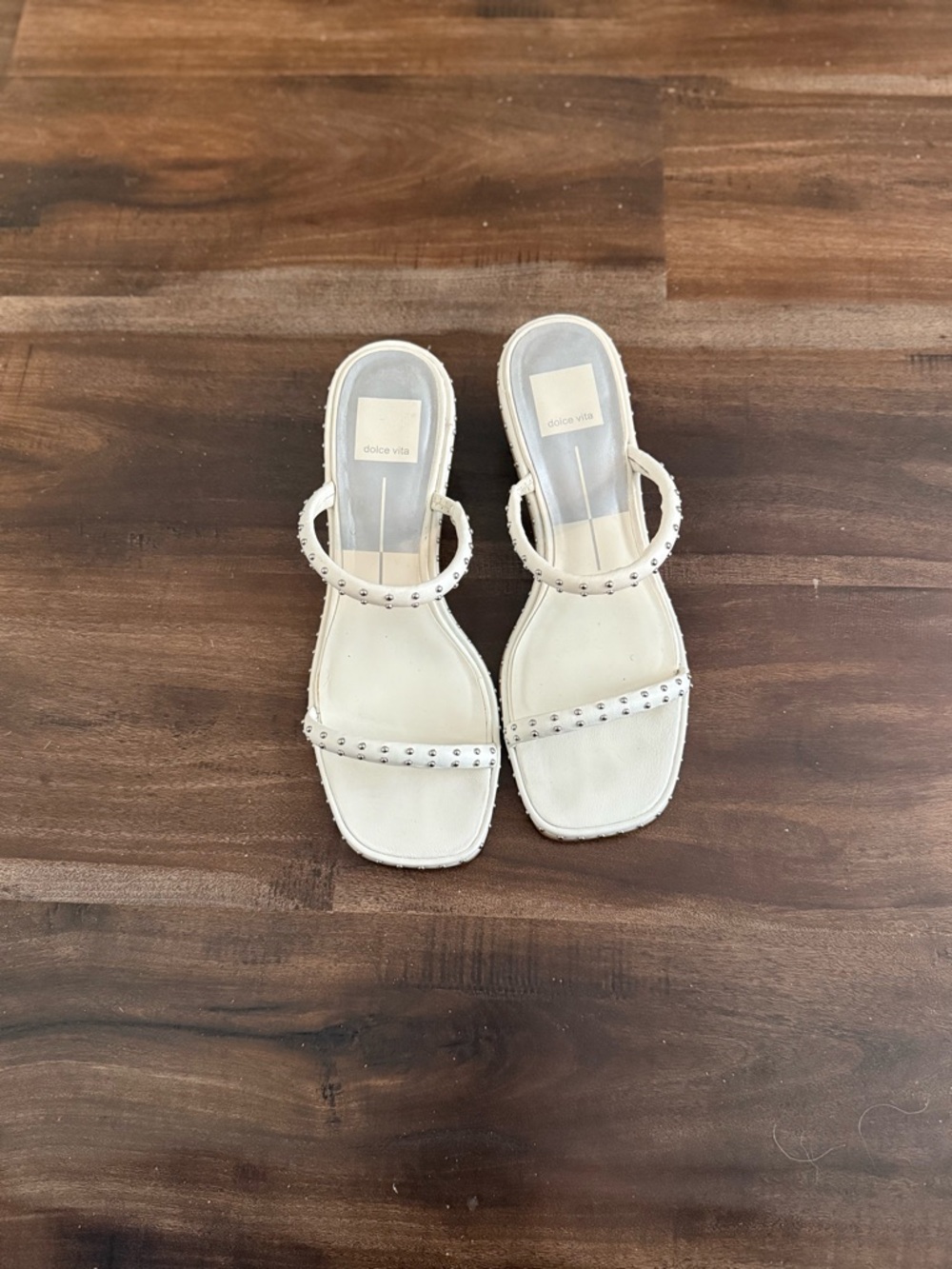 Dolce Vita Ivory Studded Double-Strap Slide Sandals